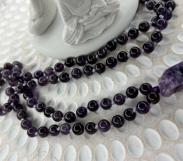 Amethyst Mala Necklace (108 beads) hand made