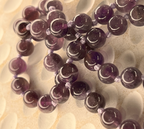 Amethyst Mala Necklace (108 beads) hand made