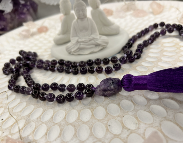 Amethyst Mala Necklace (108 beads) hand made